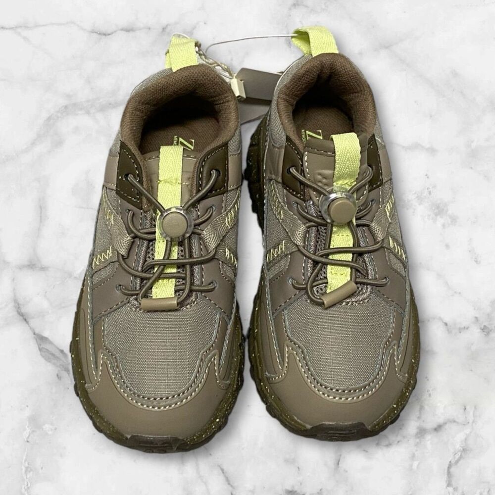 Zara Baby Hiking Trainers Shoes Khaki Green Size 25 100% Cotton Insole - Picture 3 of 8